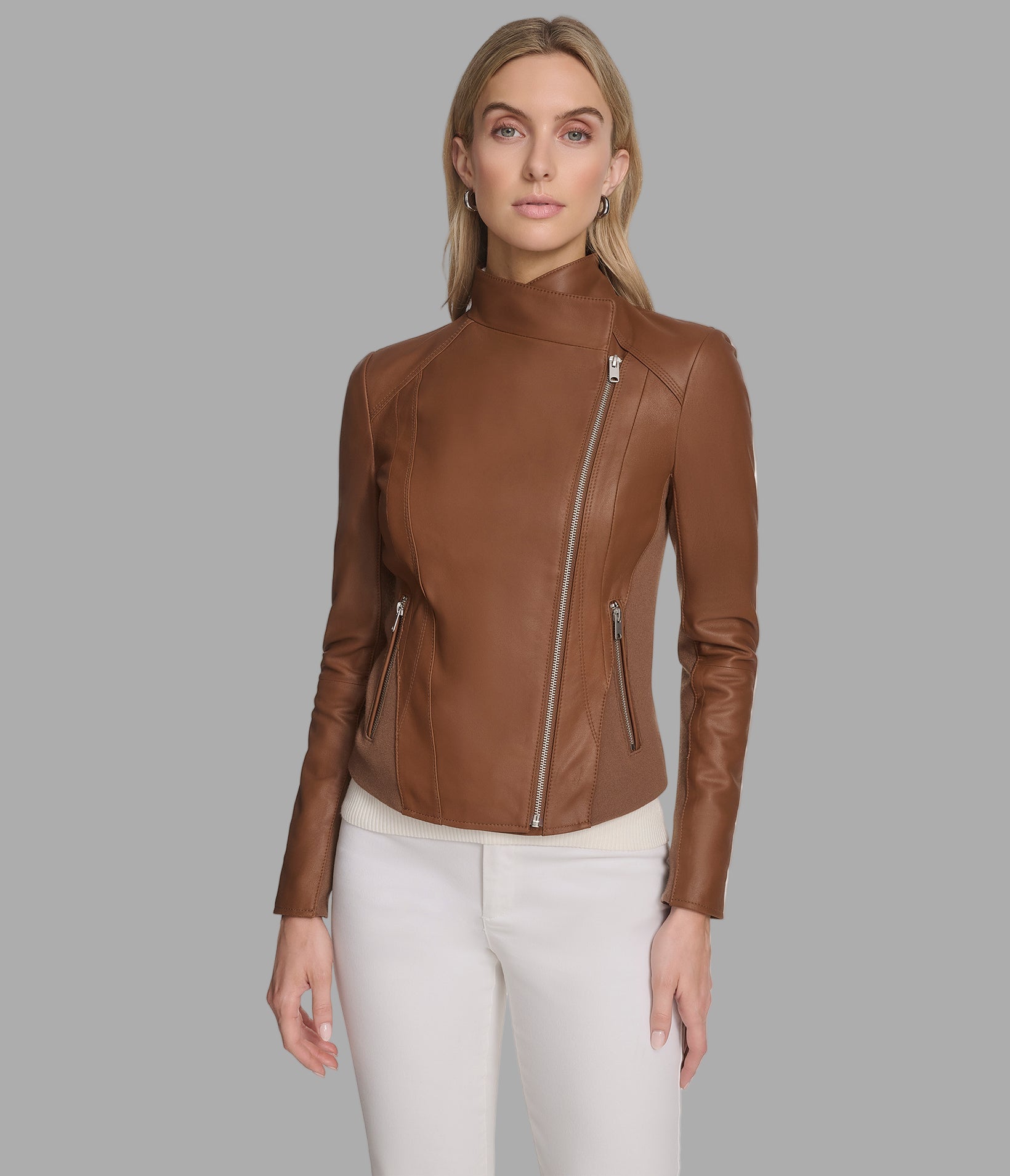 Women's Felix Asymmetrical Leather Moto Jacket