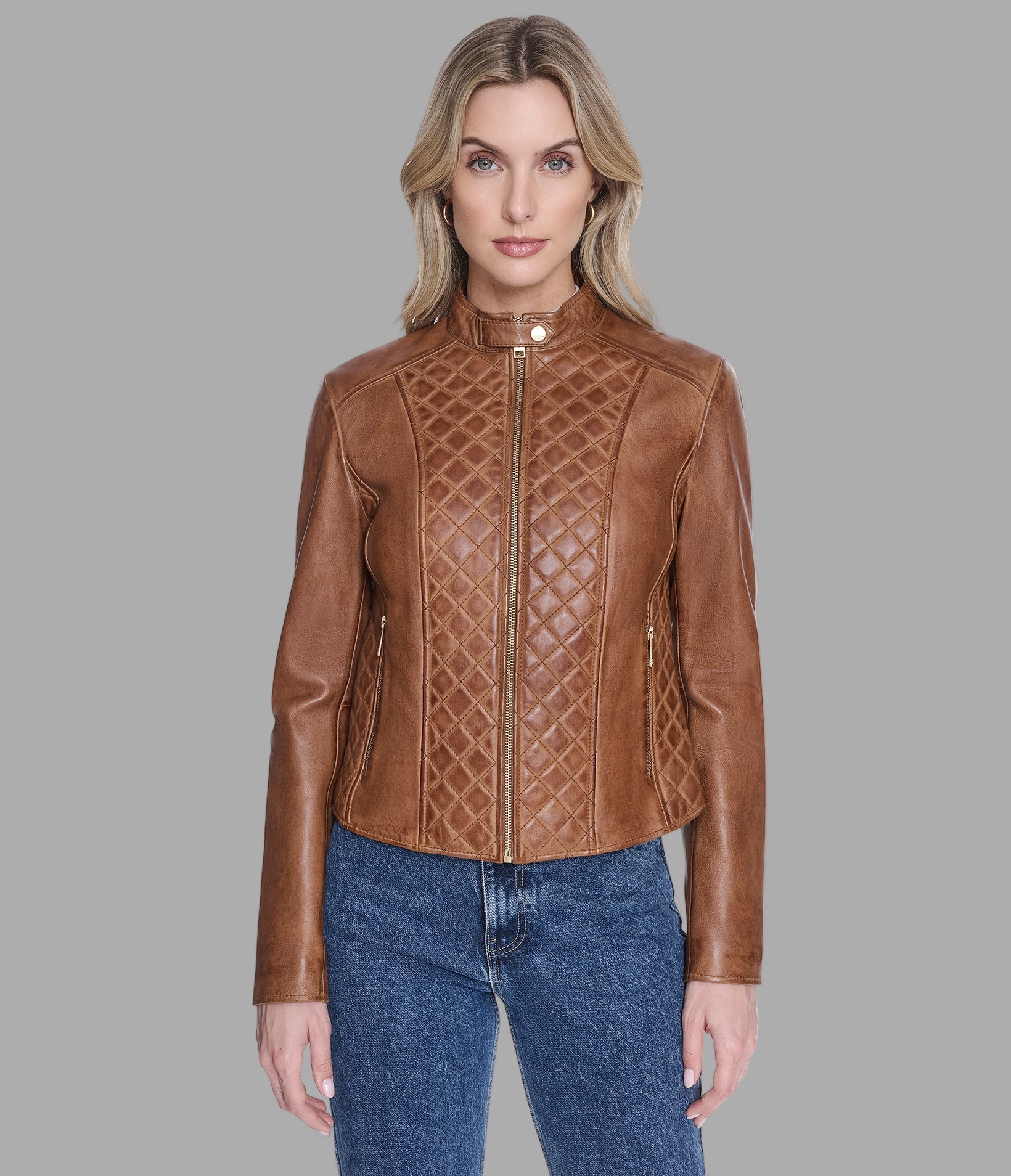 Women's Marlette Quilted Leather Racer Jacket