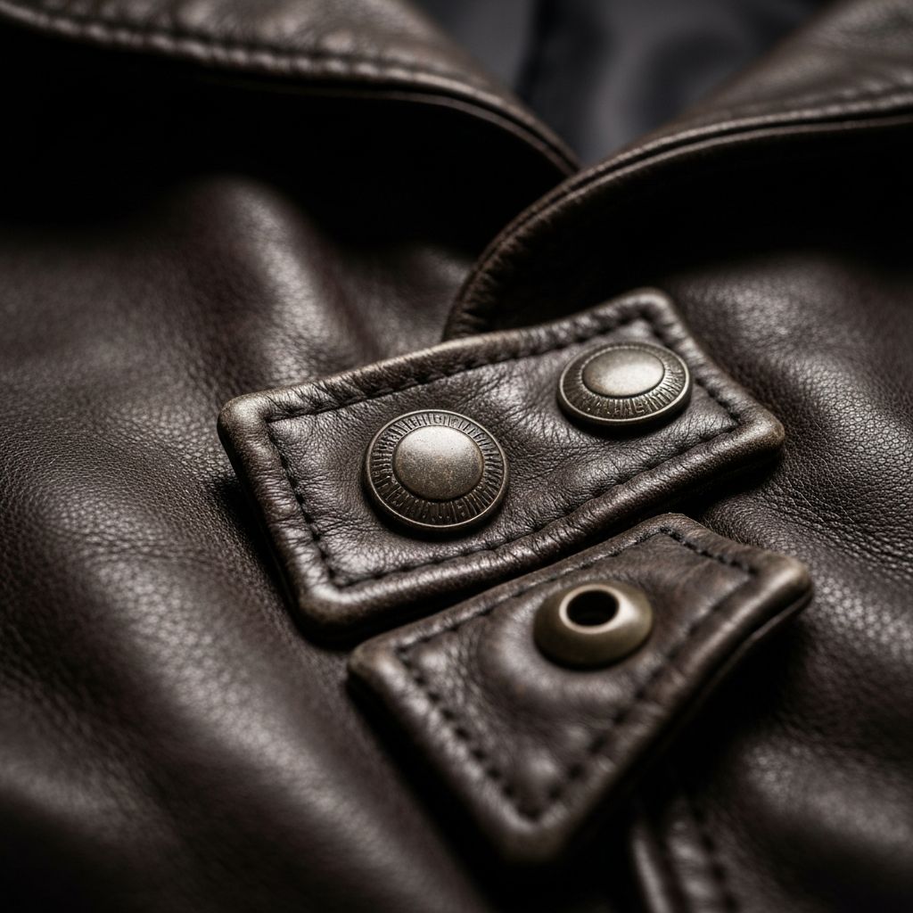 Wilsons Leather brand embossed metal buttons