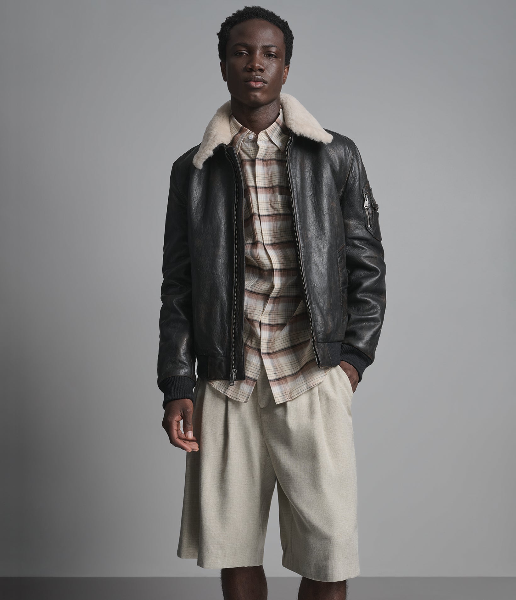 Women's Cassidy Oversized Leather Bomber Jacket