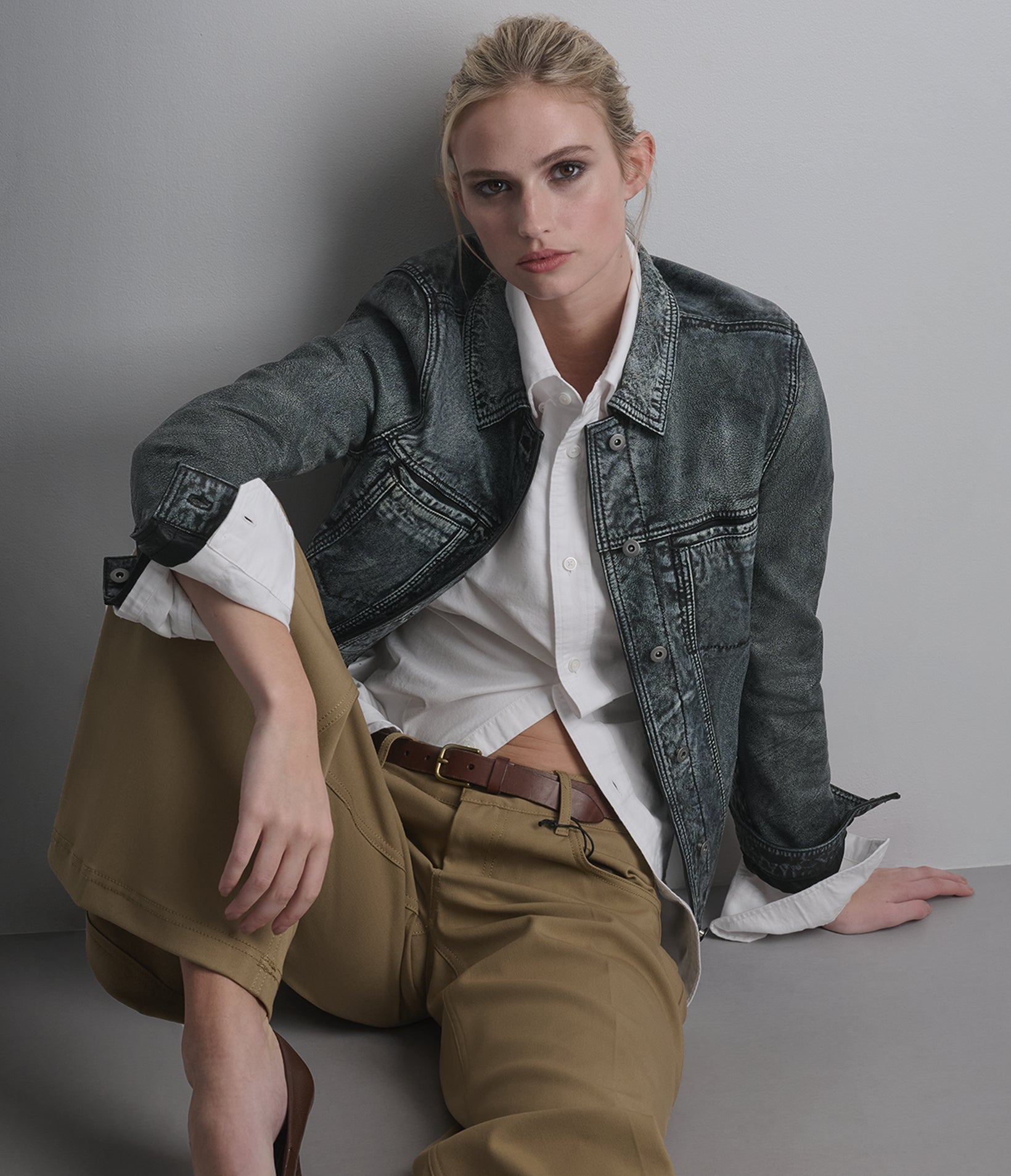 Women's Addison Leather Denim Jacket