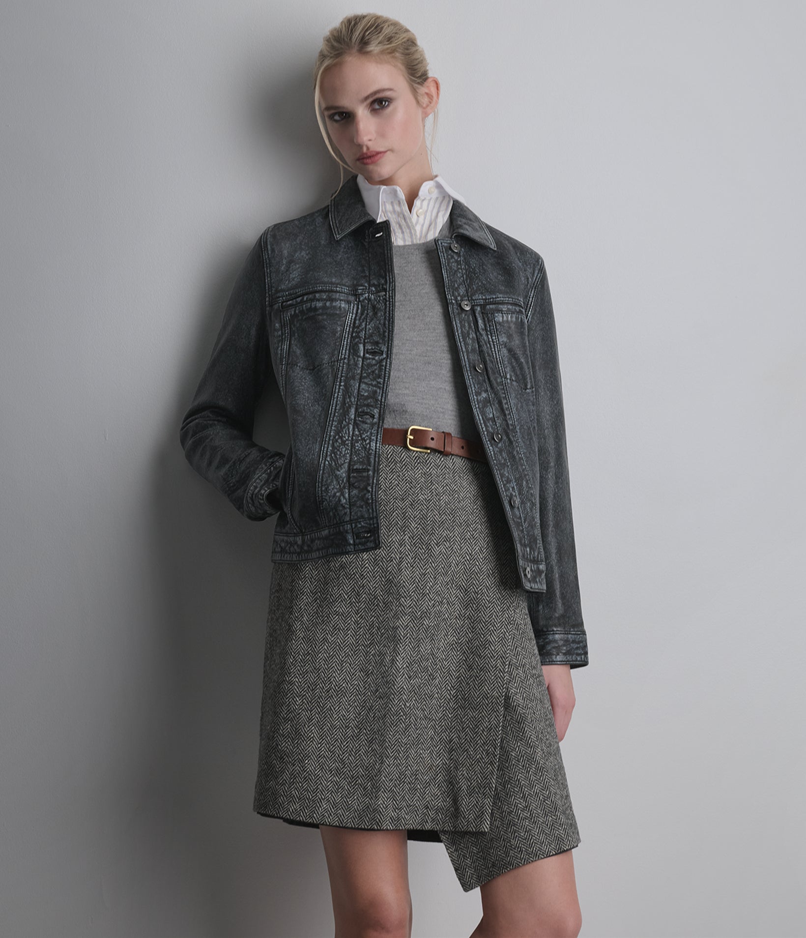 Women's Addison Leather Denim Jacket