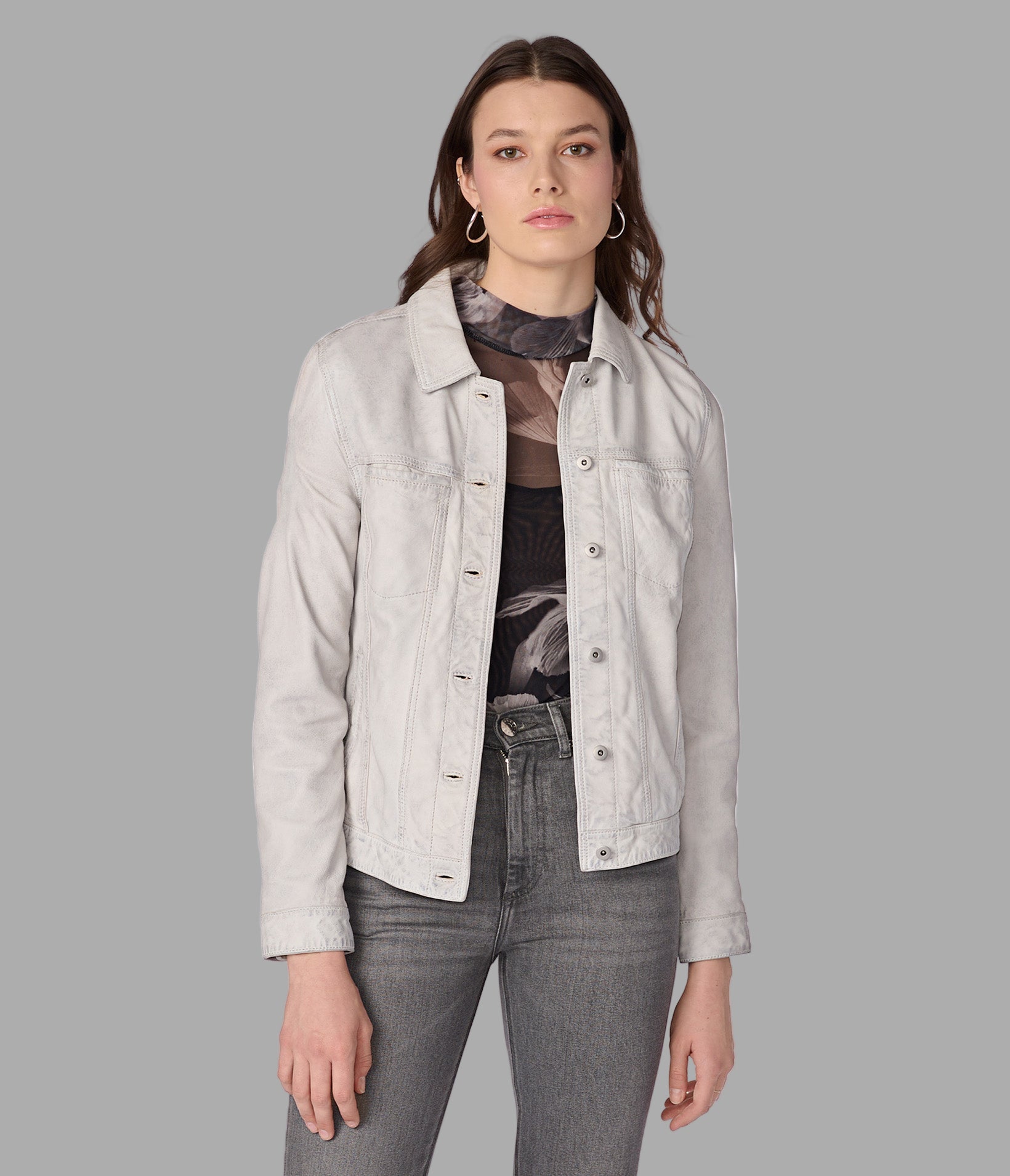 Women's Addison Leather Denim Jacket