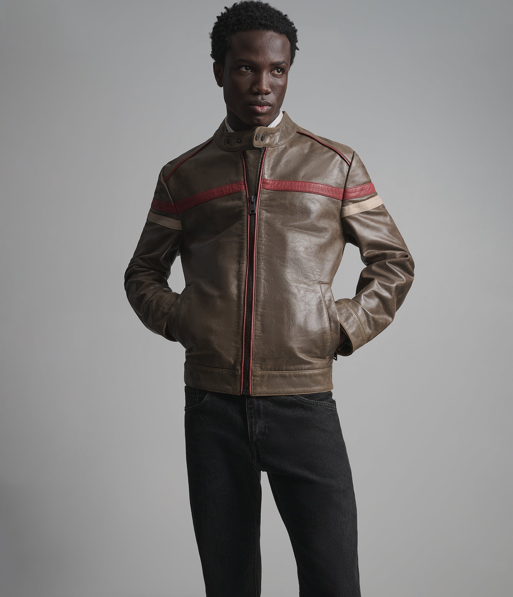 Women's Alora Leather Combo Racer Jacket